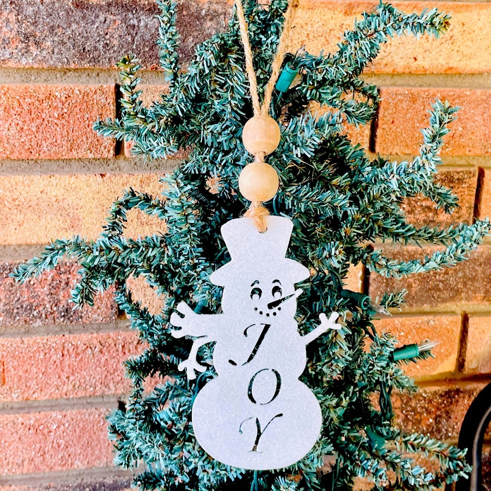 *Joy Cutout Snowman Ornament